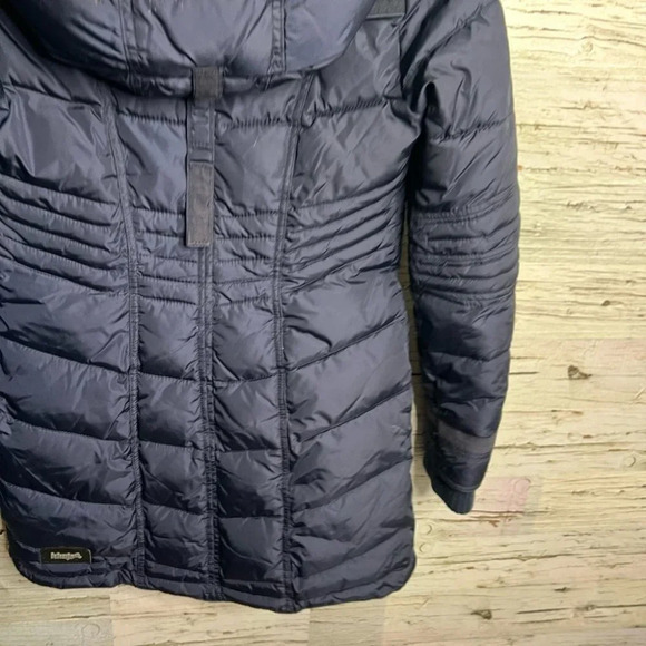 Navy Khujo Winter Parka Jacket size small blue puffer faux fur - Picture 8 of 9